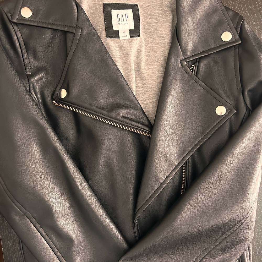 GAP kids Sleek Black Leather Jacket
